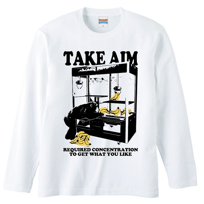 Long Sleeve T-shirt / Take Aim - เสื้อยืดผู้ชาย - ผ้าฝ้าย/ผ้าลินิน ขาว