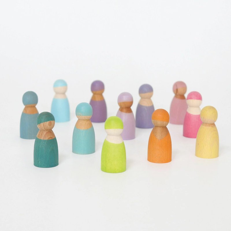 Grimm's - Pink Rainbow Friends - ของเล่นเด็ก - ไม้ หลากหลายสี