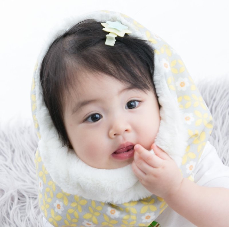 Multi-purpose hooded neck scarf in printed cotton fur, double-sided children's version of Yellow Flower - อื่นๆ - ผ้าฝ้าย/ผ้าลินิน 