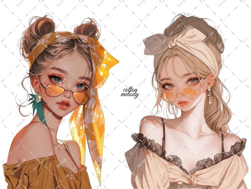 original sticker no.7063 人物ステッカー オリジナルステッカー 人物ステッカー 女の子ステッカー オリジナル人物ステッカー - 貼紙 - 紙 