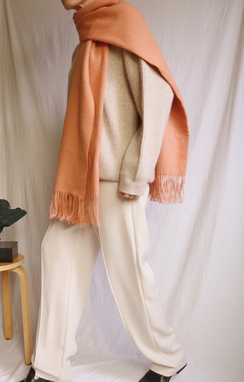 Wool tassel scarf - coral orange spot supply - Knit Scarves & Wraps - Wool 