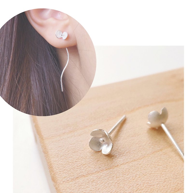 / Goody Bag / Flower and Plant Fine Silver Earrings Set - ต่างหู - เงินแท้ สีเงิน