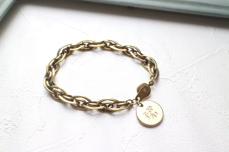 Chinese letter- Brass bracelet - Bracelets - Copper & Brass Gold