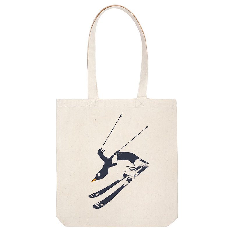 tote bag / 直滑降ペンギン - 手提包/手提袋 - 棉．麻 卡其色