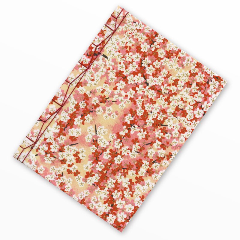 Japanese bound notebook, Handmade, Yuzen Washi, Japanese paper, Fair Trade - สมุดบันทึก/สมุดปฏิทิน - กระดาษ สึชมพู