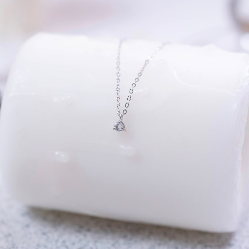 Aquamarine 925 Sterling Silver Birthstone Necklace-March Birthstone - สร้อยคอ - เครื่องเพชรพลอย สีเงิน