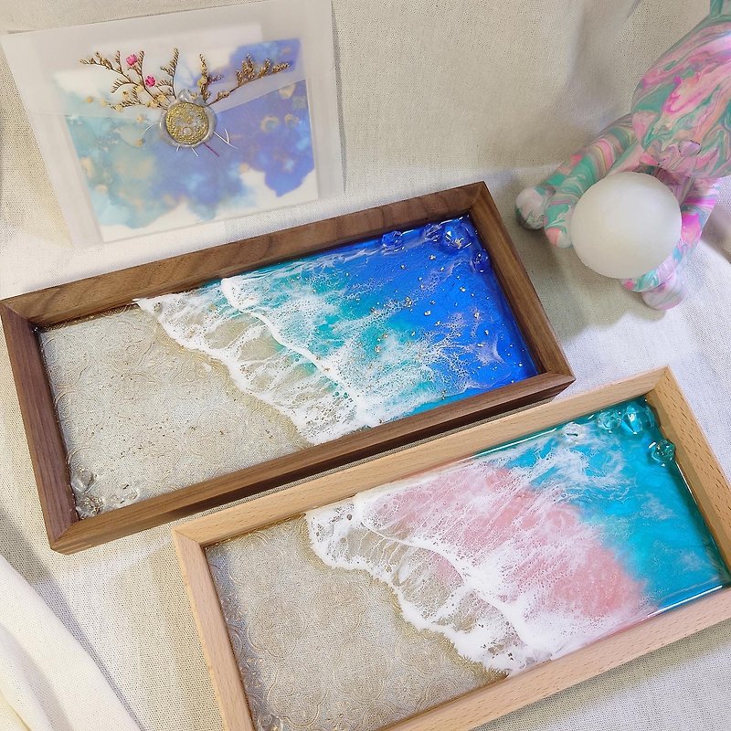Glass window grille: ocean wave tray/epoxy resin tray - Items for Display - Resin Blue