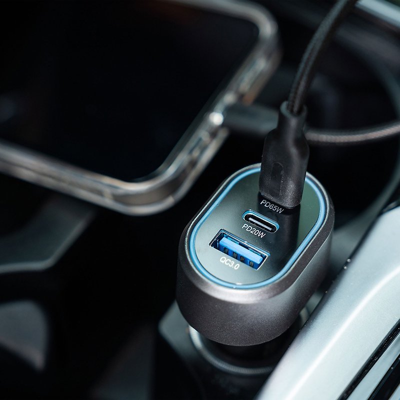 85W three-hole fast charging car charging head - อุปกรณ์เสริมอื่น ๆ - พลาสติก สีเทา