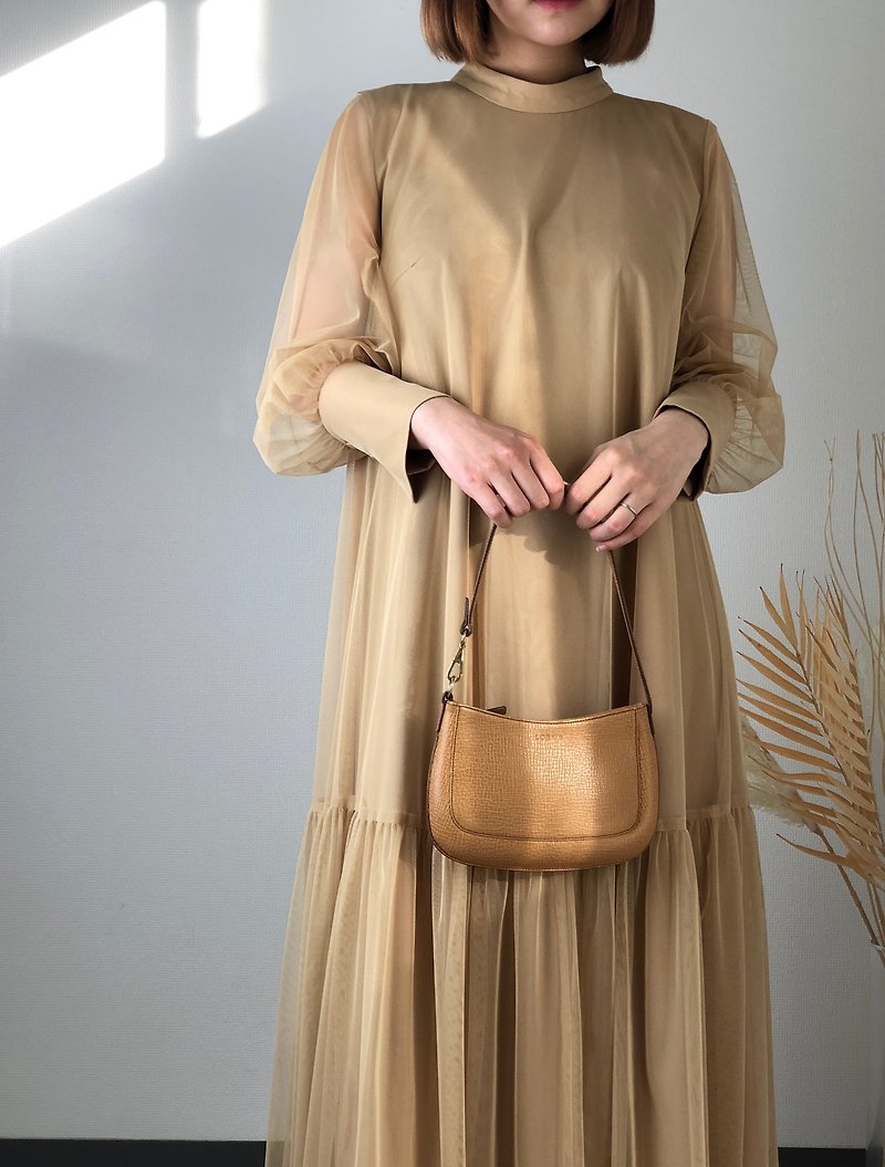 [Direct from Japan, branded used bag] LOEWE logo handbag, camel, mini bag, vintage, old, 4w67pa - กระเป๋าถือ - หนังแท้ สีนำ้ตาล