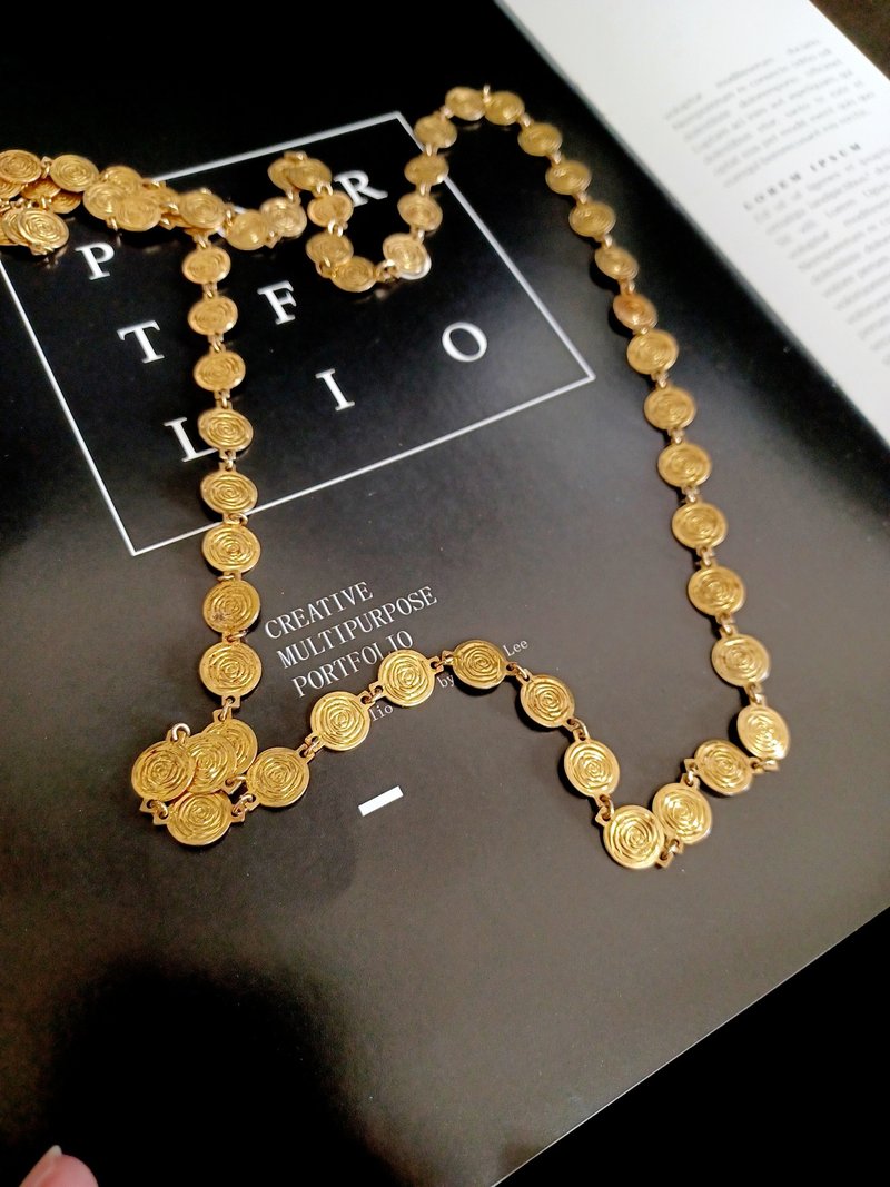 vintage jewelry 古典金幣造型長鍊  項鍊 - 項鍊 - 其他金屬 