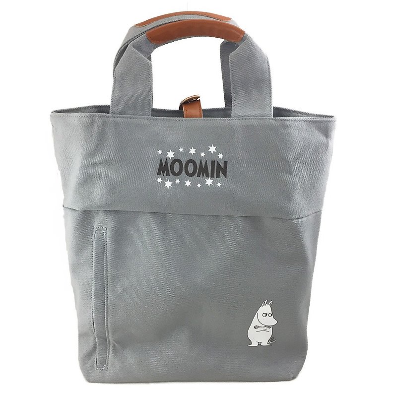 Moomin 噜噜米 authorized - college wind backpack (grey), CE10AE02 - กระเป๋าเป้สะพายหลัง - ผ้าฝ้าย/ผ้าลินิน สีเทา