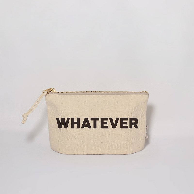 [Customized text] 8 color optional thick word printed body canvas zipper bag - Toiletry Bags & Pouches - Cotton & Hemp White