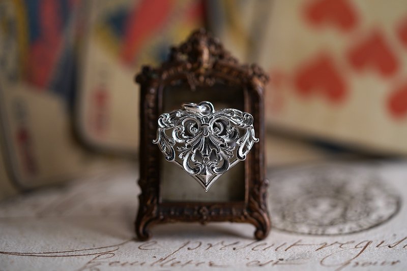 925銀撲克牌花色吊墜-紅心 (P473) (不含項鍊) - 項鍊 - 純銀 