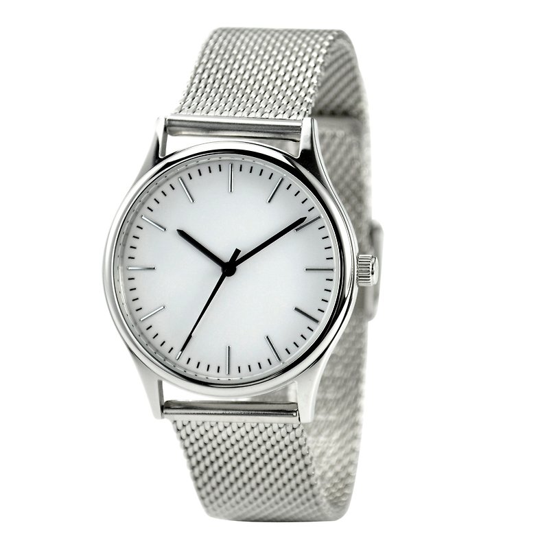 Minimalist Watch with thin stripes Mesh Band - Free shipping worldwide - นาฬิกาผู้หญิง - โลหะ สีเทา