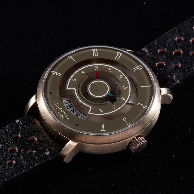 利諾斯經典跑車系列 – 深啡卡奇殼皮帶 - 男裝錶/中性錶 - 不鏽鋼 咖啡色