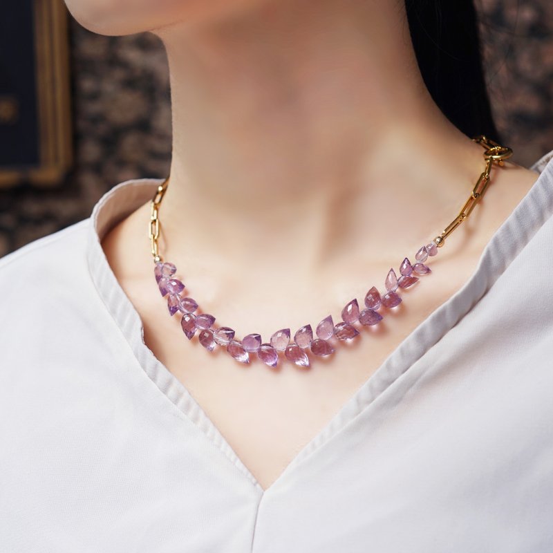 アメジストによるラベンダーの花穂ネックレス サージカルステンレス　Lavender - 項鍊 - 寶石 紫色