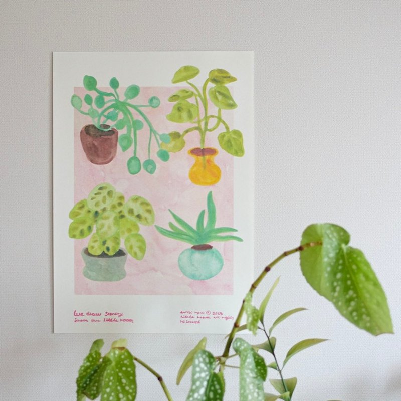 現貨 - 韓國插畫品牌 little room - 植物的房間孔版印刷 A3 海報 - 海報/掛畫/掛布 - 紙 綠色