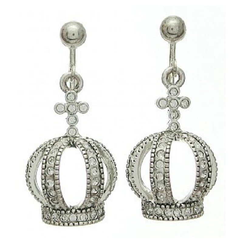 俄國皇后婚禮皇冠耳環 - 耳環/耳夾 - 其他金屬 銀色