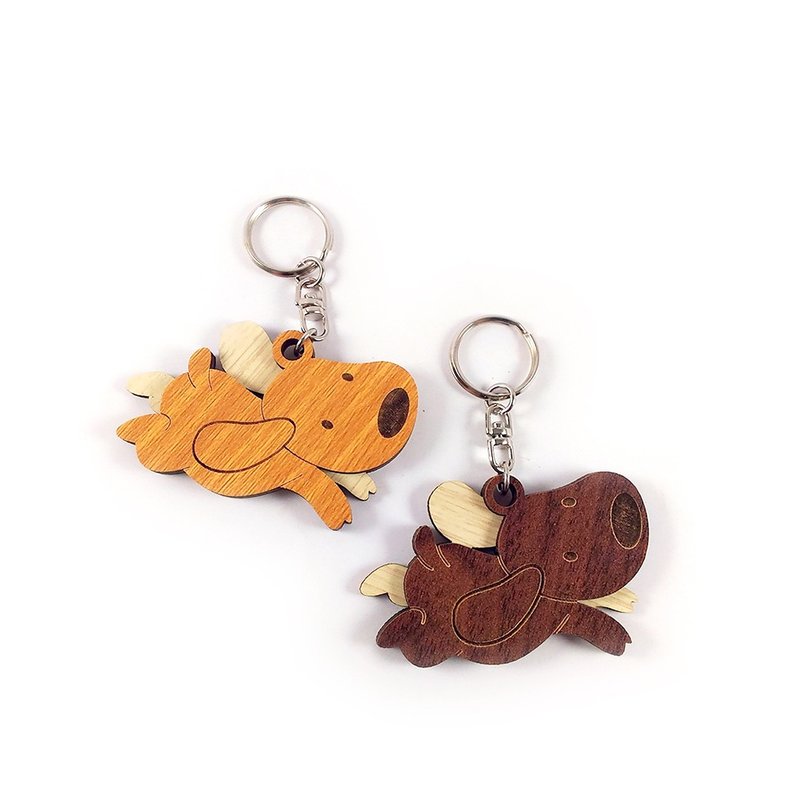 Woodcarving key ring - puppy - Keychains - Wood Brown