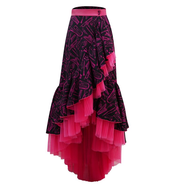 SPARKLE by KAREN CHAN x HK Phil【ORCHESTRA】100% Silk Cheongsam High Low Skirt - Skirts - Silk Pink