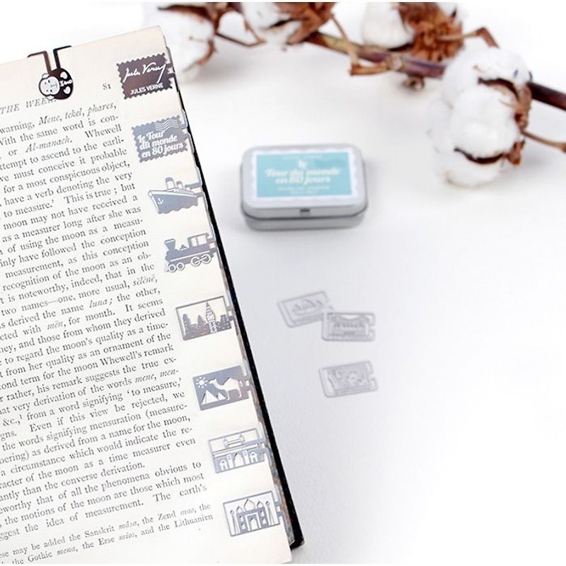 Bookfriends - world literature series metal box bookmarks - travel around the world for 80 days, BZC28515 - Bookmarks - Other Metals Blue