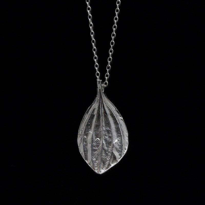 Parallel Peperomia Leaf Silver Necklace - Nature Plant - Necklaces - Other Metals Silver