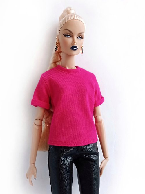 La-la-lamb La-la-lamb Hot pink oversized T-shirt for Fashion Royalty FR2 12 inch dolls
