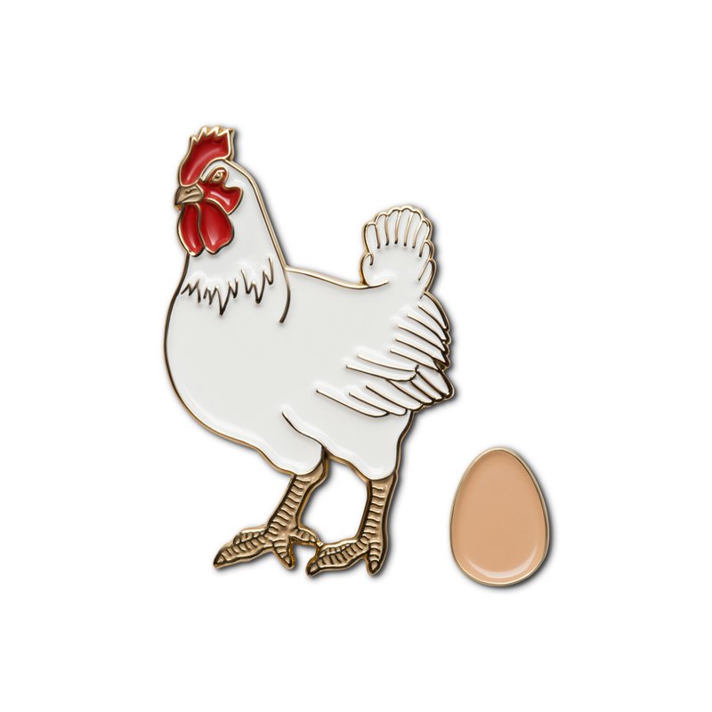 Enamel Pin Chicken & Egg - 徽章/別針 - 琺瑯 白色