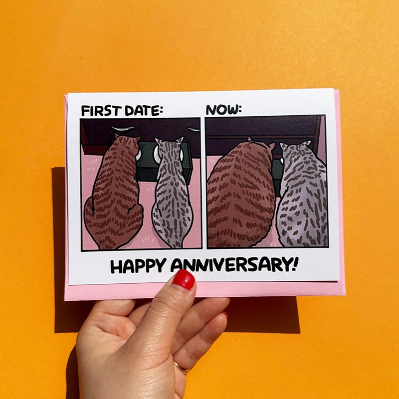 Greeting Card - Love Includes More Chores Than I Expected Funny Cat Anniversary - 卡片/明信片 - 紙 
