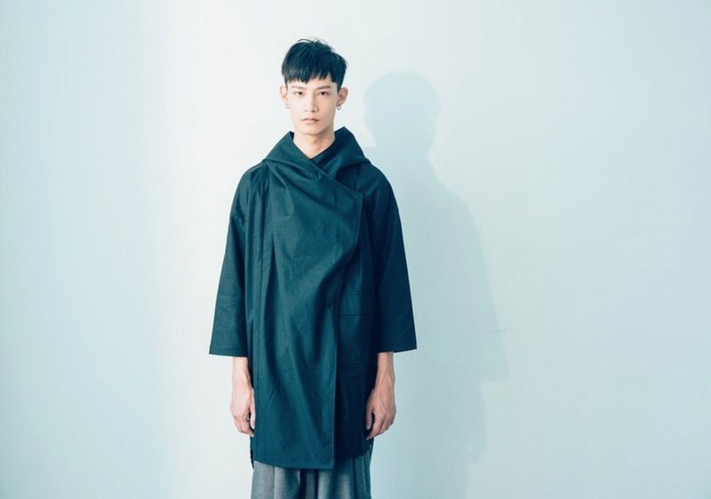 修道行旅 風衣外套 (黑色) Organic Cotton & Recycle - 男夾克/外套 - 棉．麻 黑色