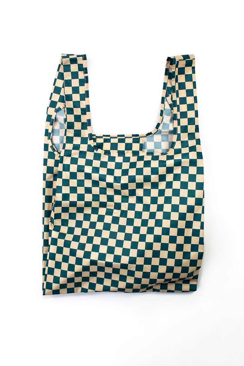 British Kind Bag-Environmental Storage Shopping Bag-Medium-Checkerboard Green - กระเป๋าถือ - วัสดุกันนำ้ สีเขียว