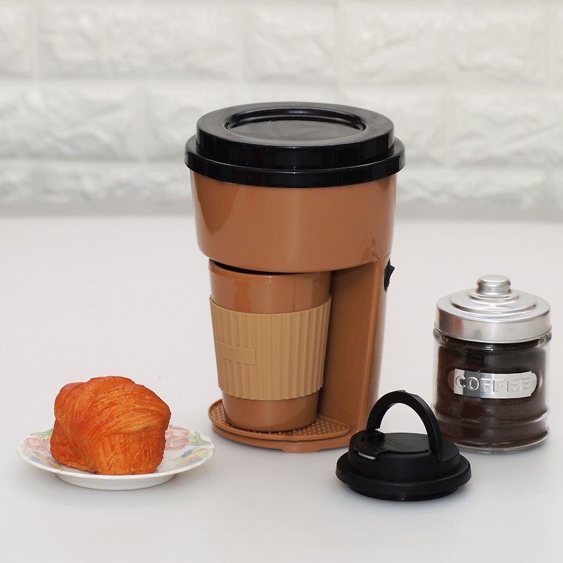 Minimalist One Cup Filter Coffee Maker Machine incl Travel PP Mug - Brown - Other - Plastic Brown