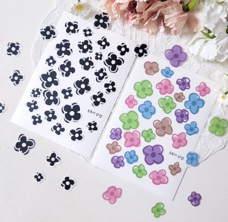 Crayon flower sticker - 貼紙 - 其他材質 