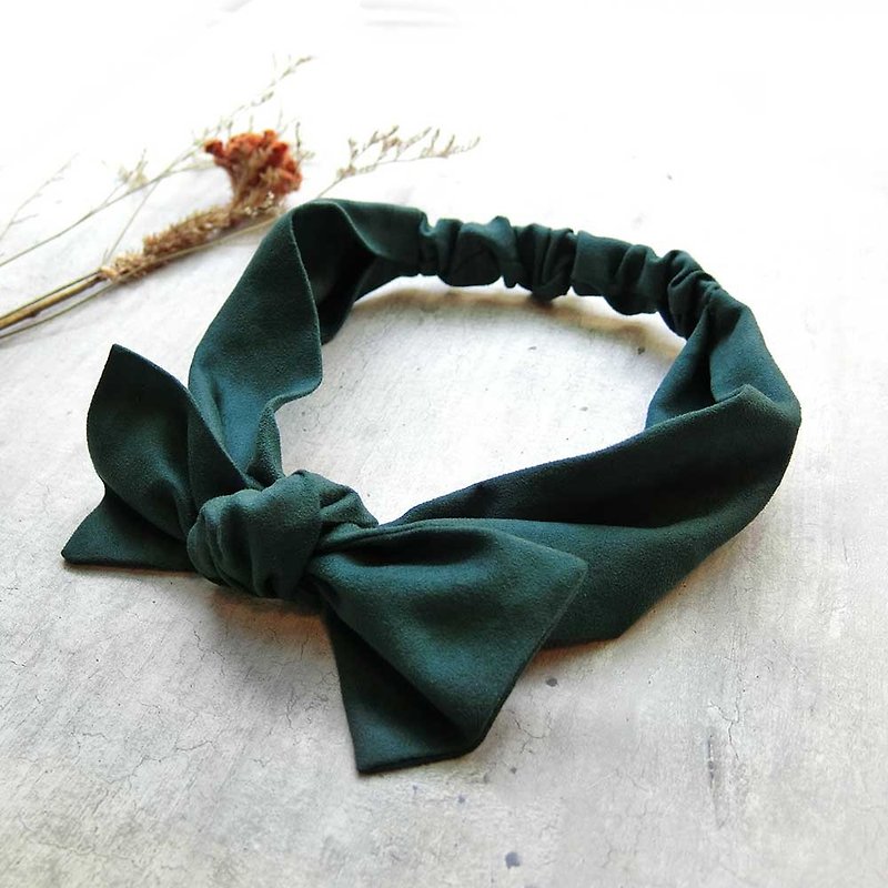 Suede green hair band - Headbands - Faux Leather Green