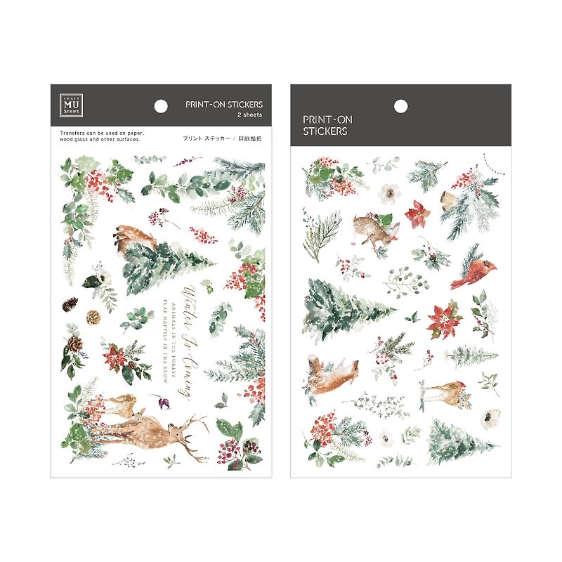 【Print-On Stickers】Christmas Edition 19 | Rub On Transparent Sticker - สติกเกอร์ - วัสดุอื่นๆ สีเขียว
