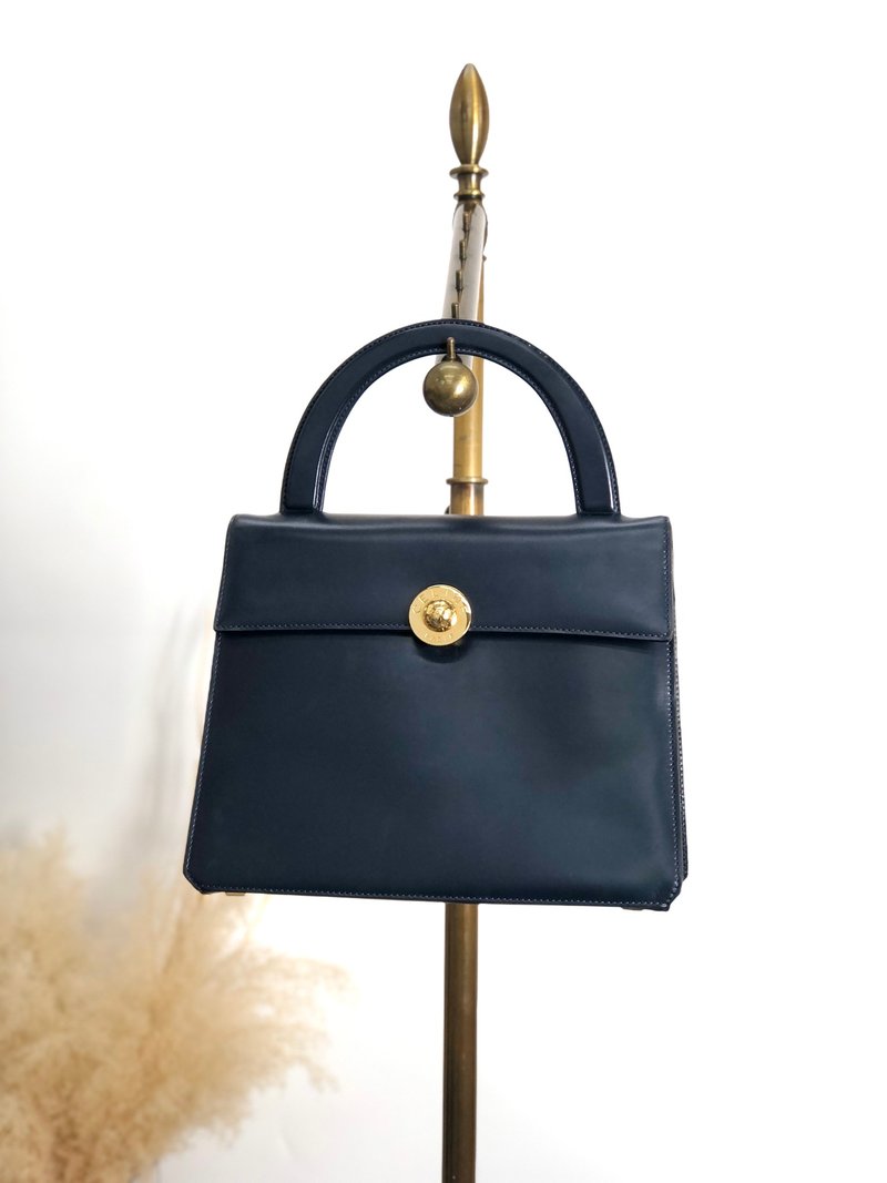 【 日本直送　名牌中古包 】CELINE セリーヌ ハンドバッグ ネイビー スターボール レザー vintage ヴィンテージ オールド 5k3k8c - 手提包/手提袋 - 真皮 藍色