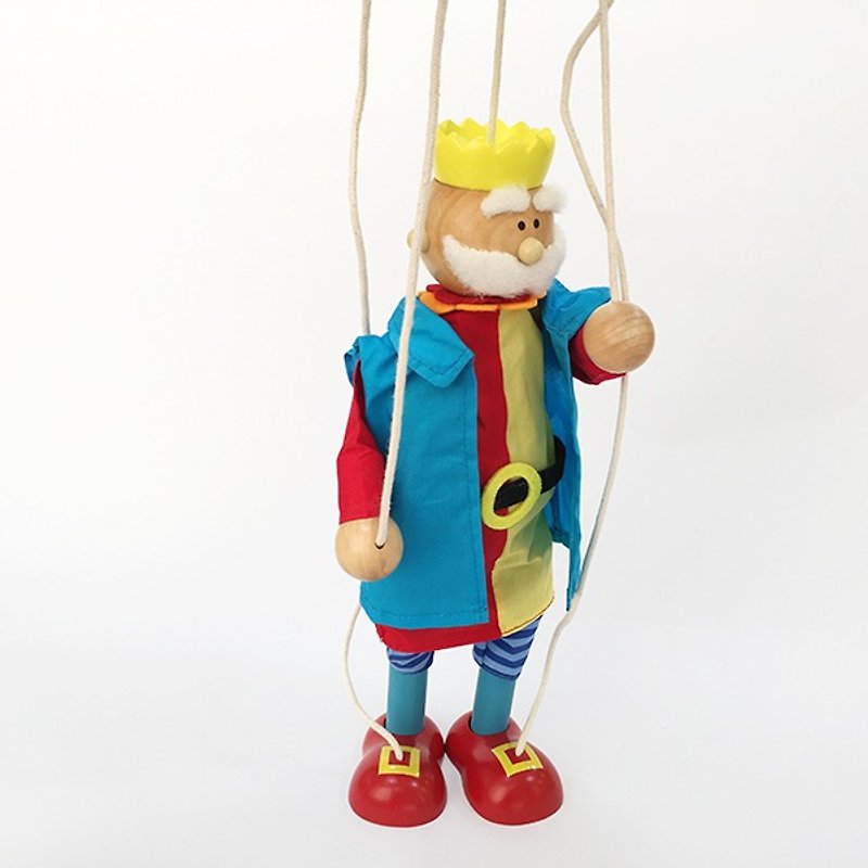 童話提線國王木偶娃娃 - 公仔模型 - 木頭 