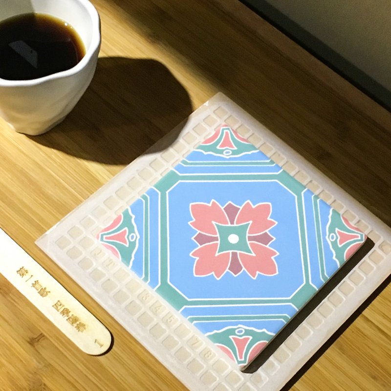 Taiwan Majolica Tiles Coaster【Spring】 - ที่รองแก้ว - ดินเผา สีน้ำเงิน