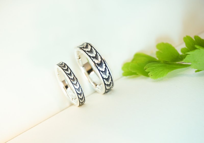 Leaf - micro-engraved sterling silver ring female ring - แหวนทั่วไป - เครื่องเพชรพลอย ขาว