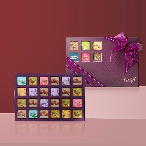 Diva Life 全球著名的比利時巧克力品牌 【Diva Life】比利時進口黑巧克力片-大方紫禮盒72入
