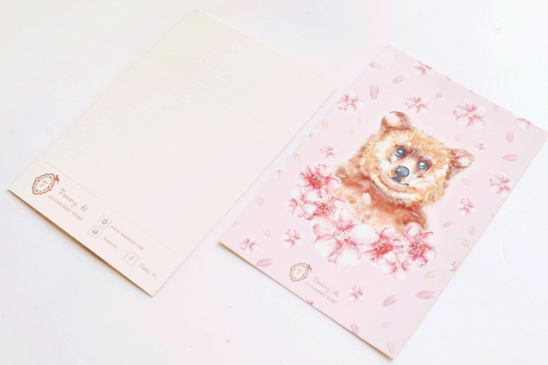 Sakura Bear 粉紅色櫻熊兔明信片 - 卡片/明信片 - 紙 粉紅色