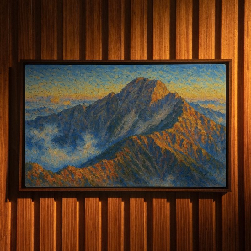 富饒臺灣-雲隱玉山【壁虎拼圖】 - 擺飾/家飾品 - 木頭 咖啡色
