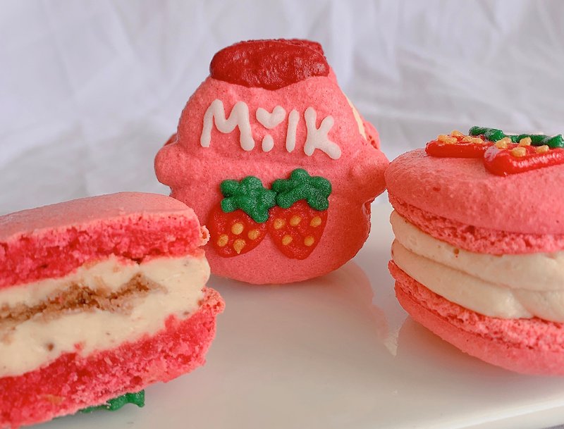 厚餡馬卡龍-草莓優格 - 蛋糕/甜點 - 新鮮食材 粉紅色