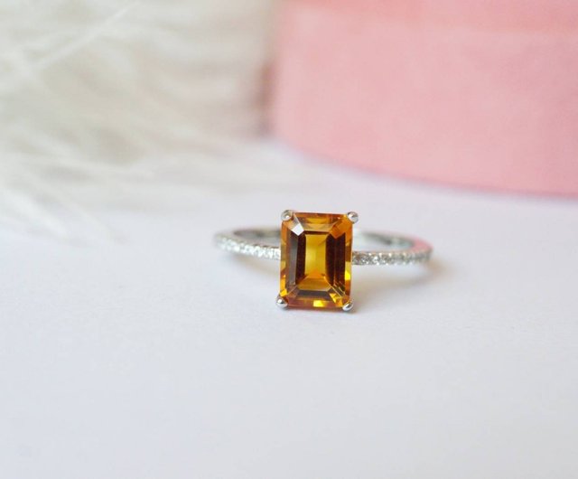 Citrine baguette sale ring