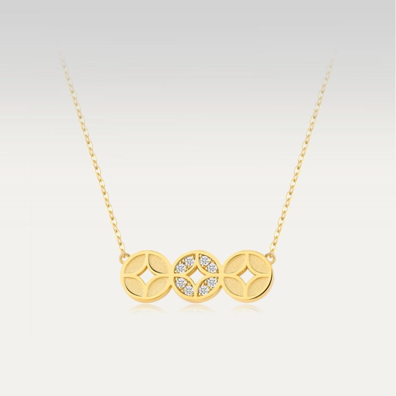 2025 Good Fortune [Yingbao Three Money] 18K Gold Triple Money Necklace Classic and Fortune Coexist - สร้อยคอ - เครื่องประดับ สีเหลือง