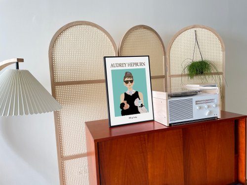 アートプリント/オードリー・ヘプバーン/イラストポスターA3、A2