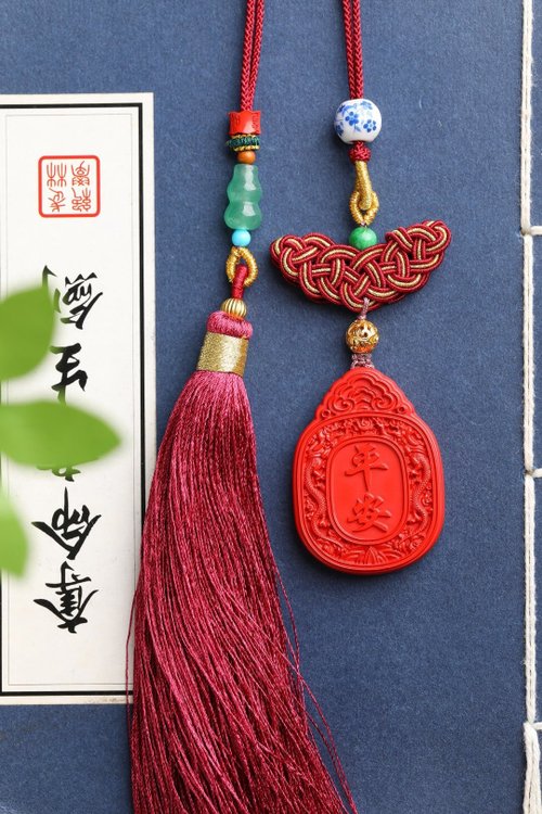 水墨 天然原礦硃砂精品紅砂平安無事牌車掛包掛萬能掛 精品原創