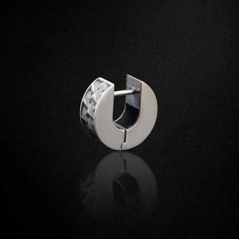 Amsterdam - 925k Oxidized Sterling Silver Hoop Earring - 耳環/耳夾/耳骨夾 - 純銀 