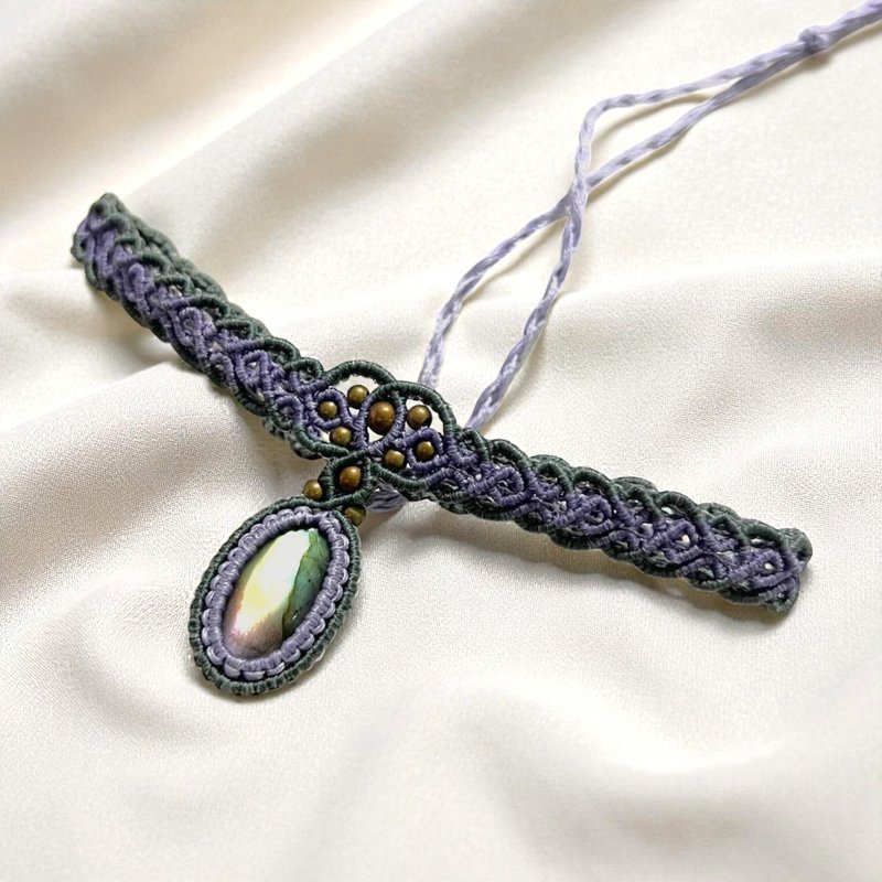 Crystoria Stone | Macrame | 南美蠟線 | 項鍊 | 紫藍光拉長石 - 項鍊 - 寶石 紫色
