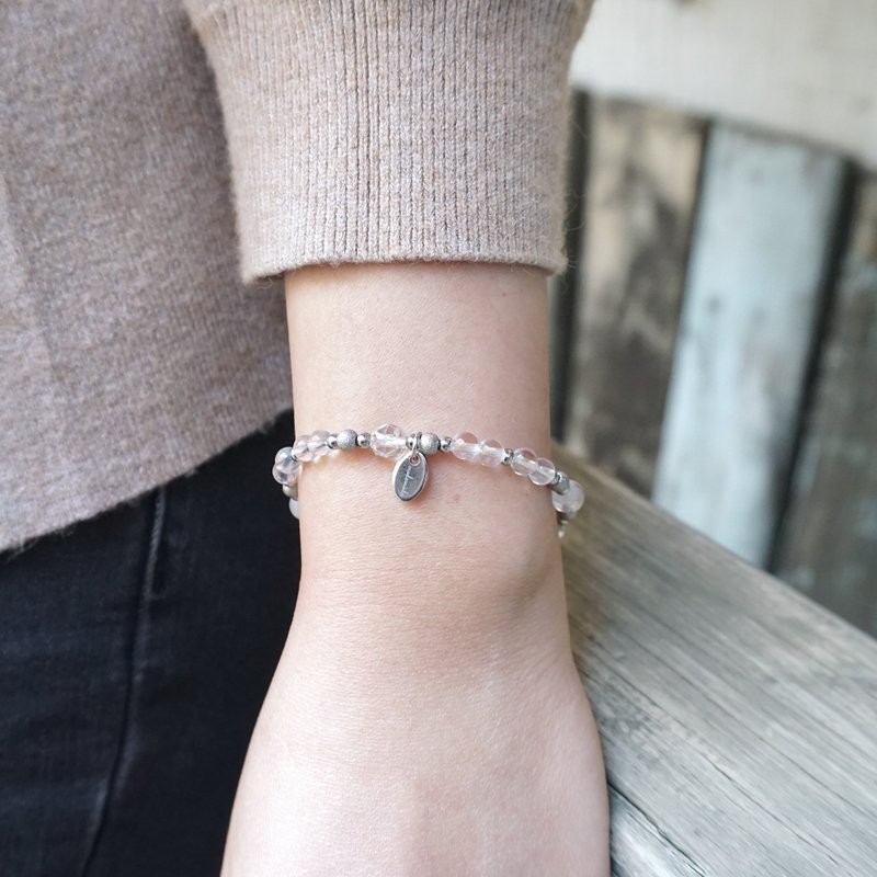 ll modomodo birthstone braceletll April birthstone-white crystal white ghost steel bracelet - สร้อยข้อมือ - เครื่องประดับพลอย สีใส